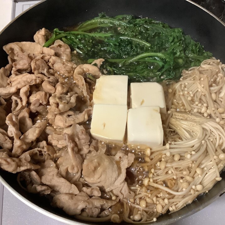 フライパンで簡単♪豚肉ですき焼き風鍋